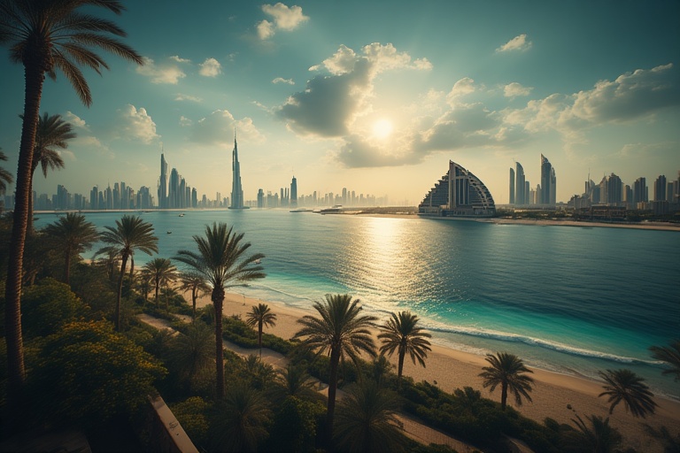 Palm Jumeirah and Atlantis view
